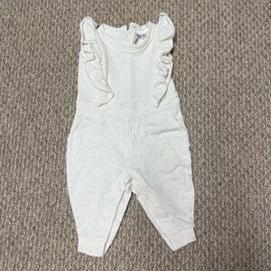 Janie and Jack Cream Speckle Ruffle Jumpsuit